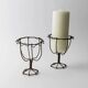 Lot of 2 antique wire candlesticks, 1850s.