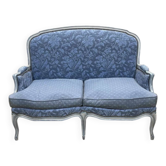 Louis XV style sofa from the 70s in beech and feather seat cushions