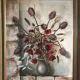 Tableau huile sur toile bouquet de fleurs