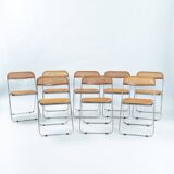 Castelli Plia wicker folding chairs Giancarlo Piretti, set of 8