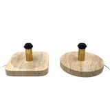Set of 2 Hollywood regency Travertine table lamp base, Italy 1970s