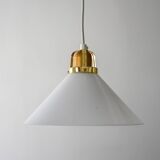 1950s Scandinavian pendant lamp in glass and brass