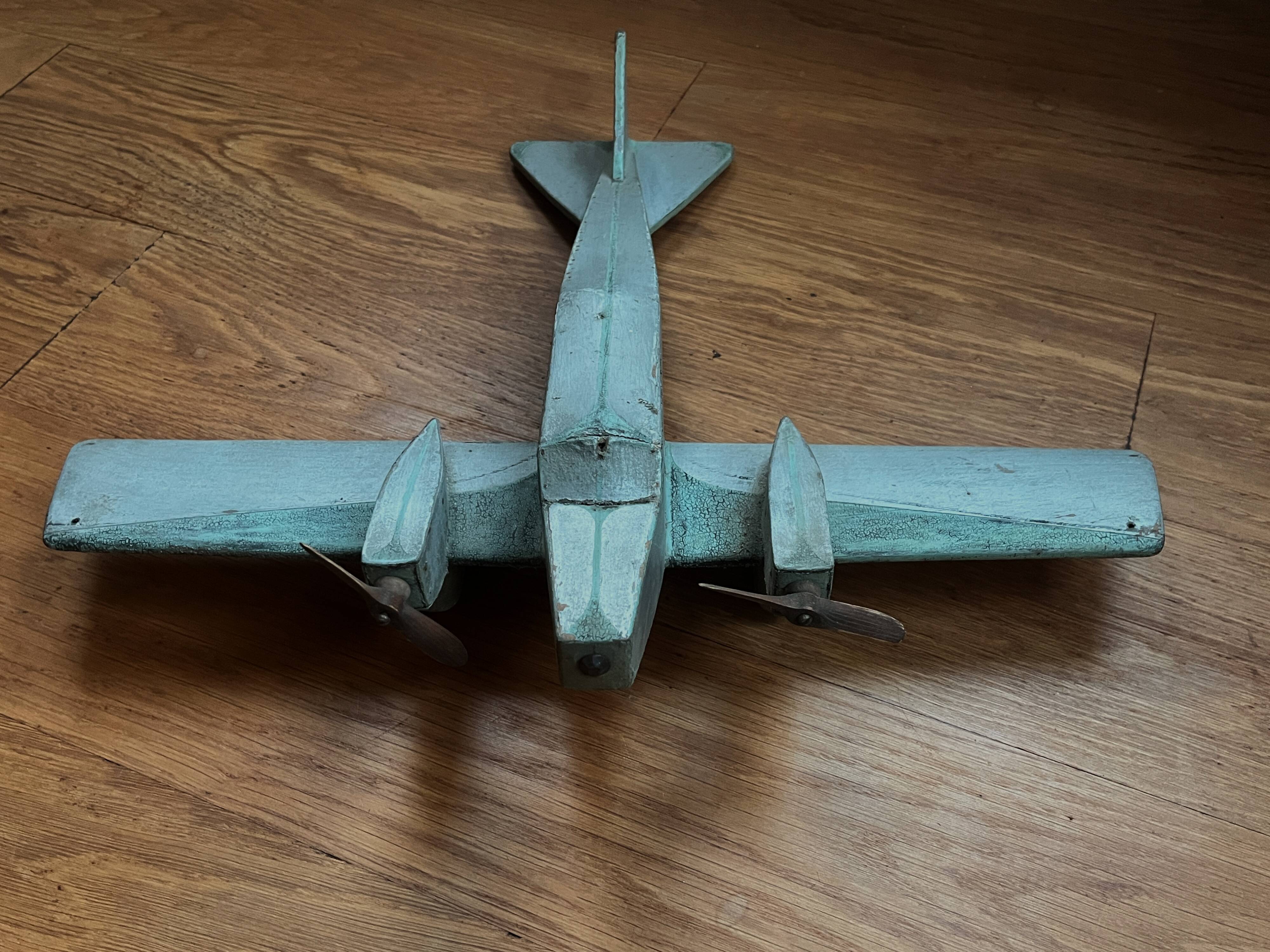 Wooden airplane, 1940s, antique toy