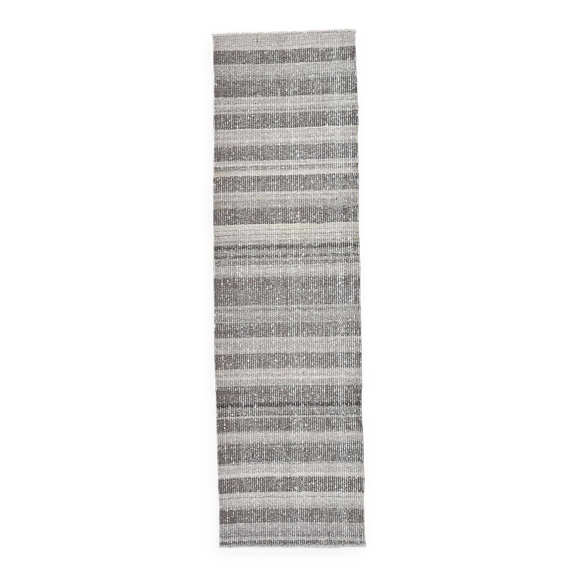 Brown Cream Runner rug, wool corridor kilim carpet  71x246 cm