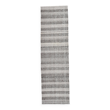Brown Cream Runner rug, wool corridor kilim carpet  71x246 cm