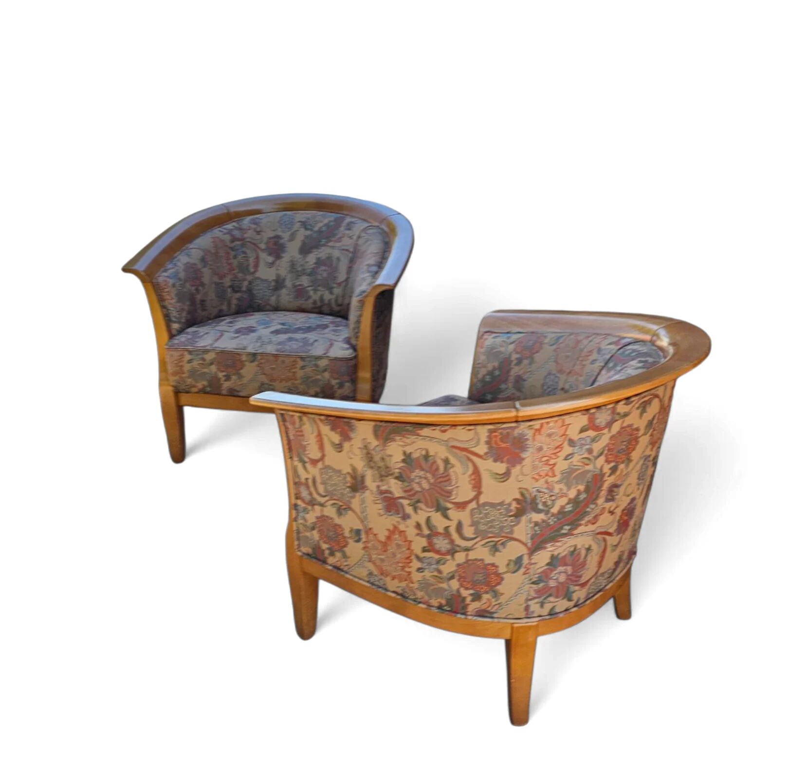 2 x armchair / club chair / floral fabric / 1980s