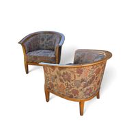 2 x armchair / club chair / floral fabric / 1980s