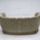 1960s, Danish 2-seater curved sofa, light green furniture velour.