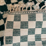 Berber carpet blessed ouarain checkerboard green
