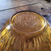 Vintage ribbed amber glass salad bowl – France 1970