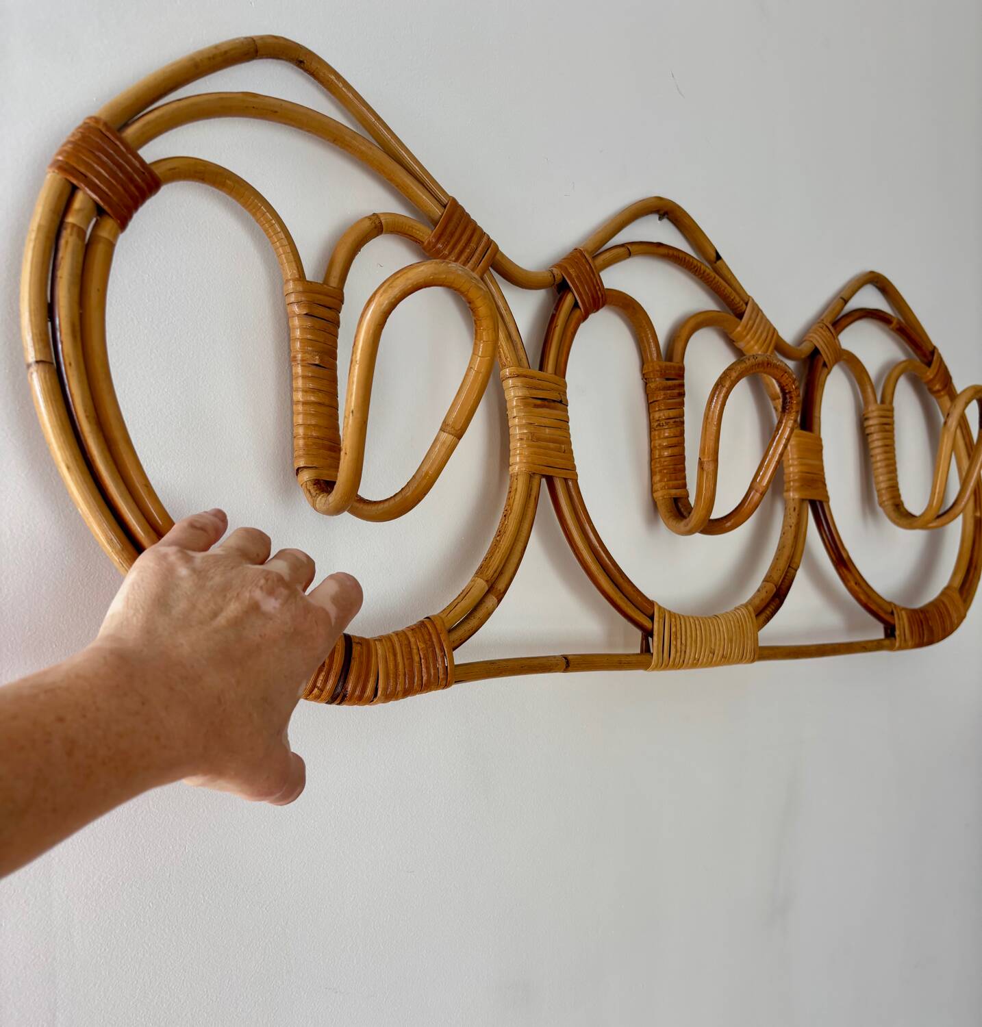 Wall-mounted rattan coat rack by Franco Albini, 1960