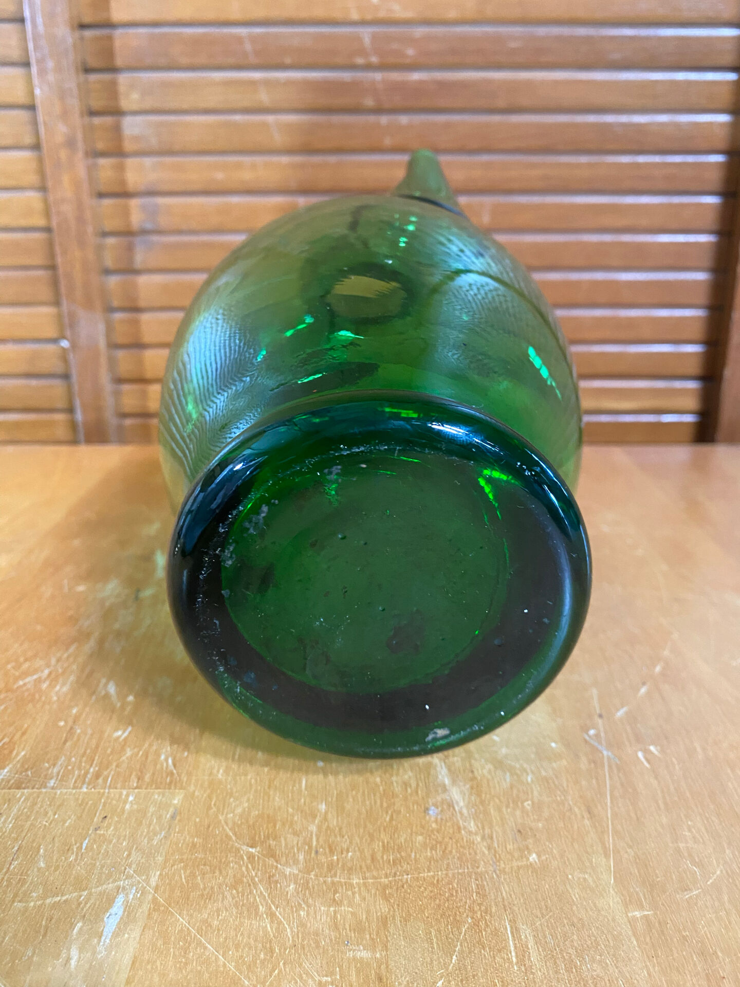 Old pitcher jug empoli bubbled green glass italy vintage