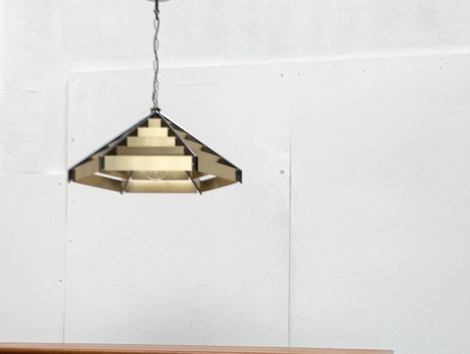 Geometric postmodern vintage pendant lamp, 1980s.