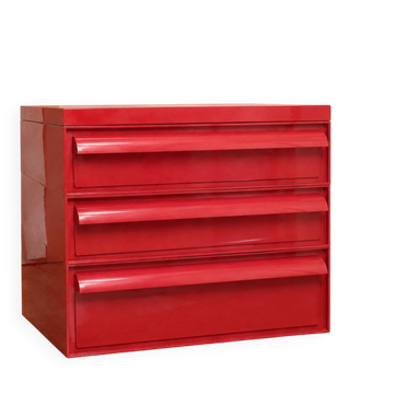 Meuble modulable 3 tiroirs rouge Kartell 4602 Simon Fussell, Italie  1970