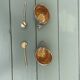 vintage earthenware salt cellars shell decor + golden spoons in box