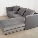 Canapé d'angle en velours argenté, design scandinave, années 00