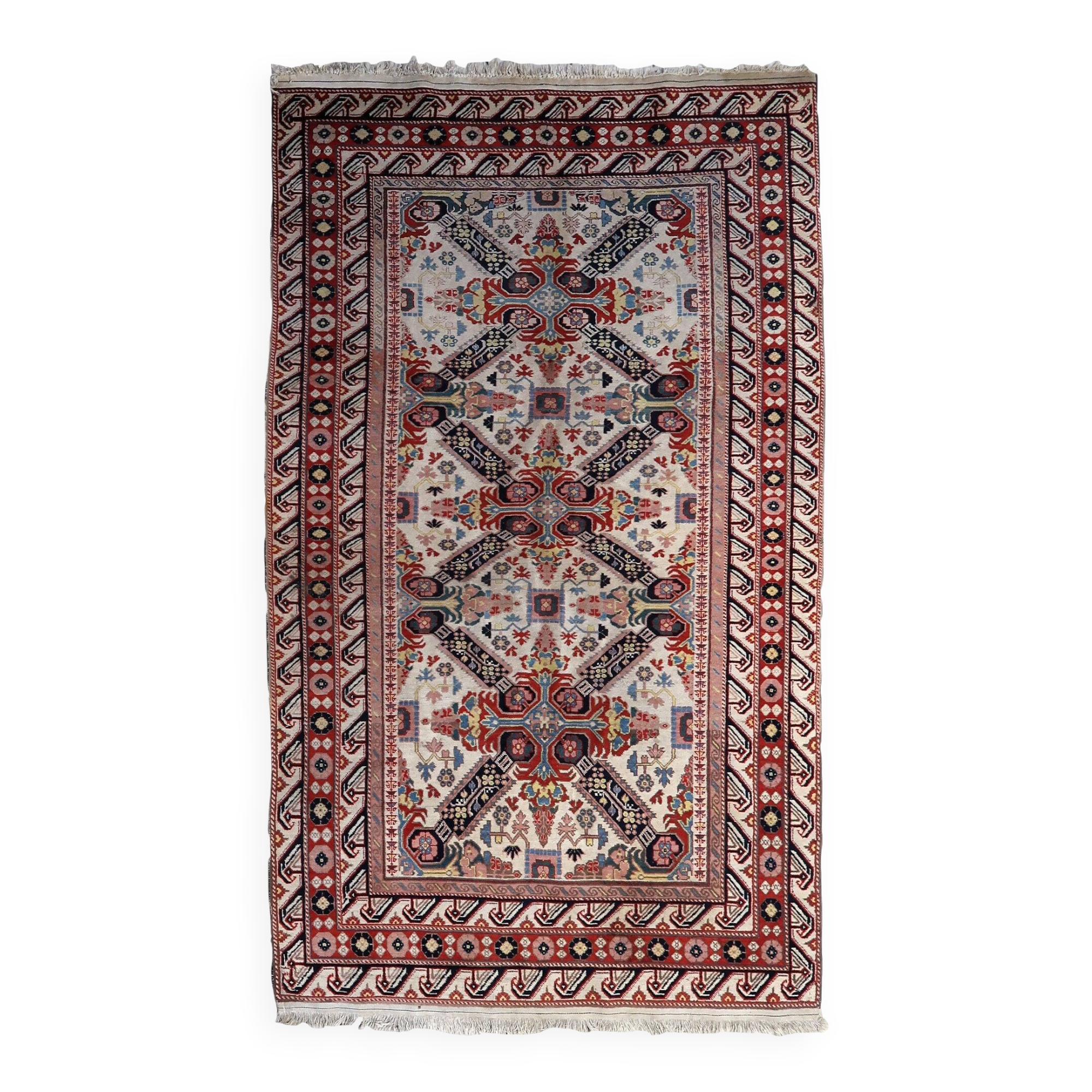 Handmade vintage Caucasian Zeyhur rug 130cm x 228cm 1950s