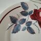6 Digoin Sarreguemines Sobral plates in raspberry and grey-blue.