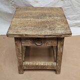 Small teak stool with 1 drawer
