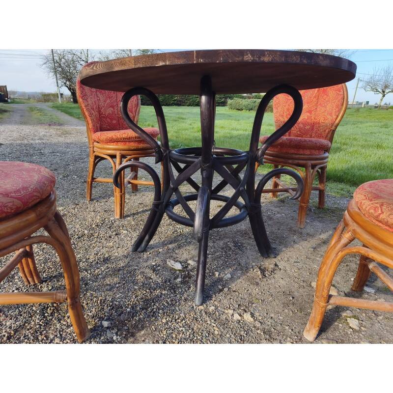 Vintage 1970s rattan garden furniture set