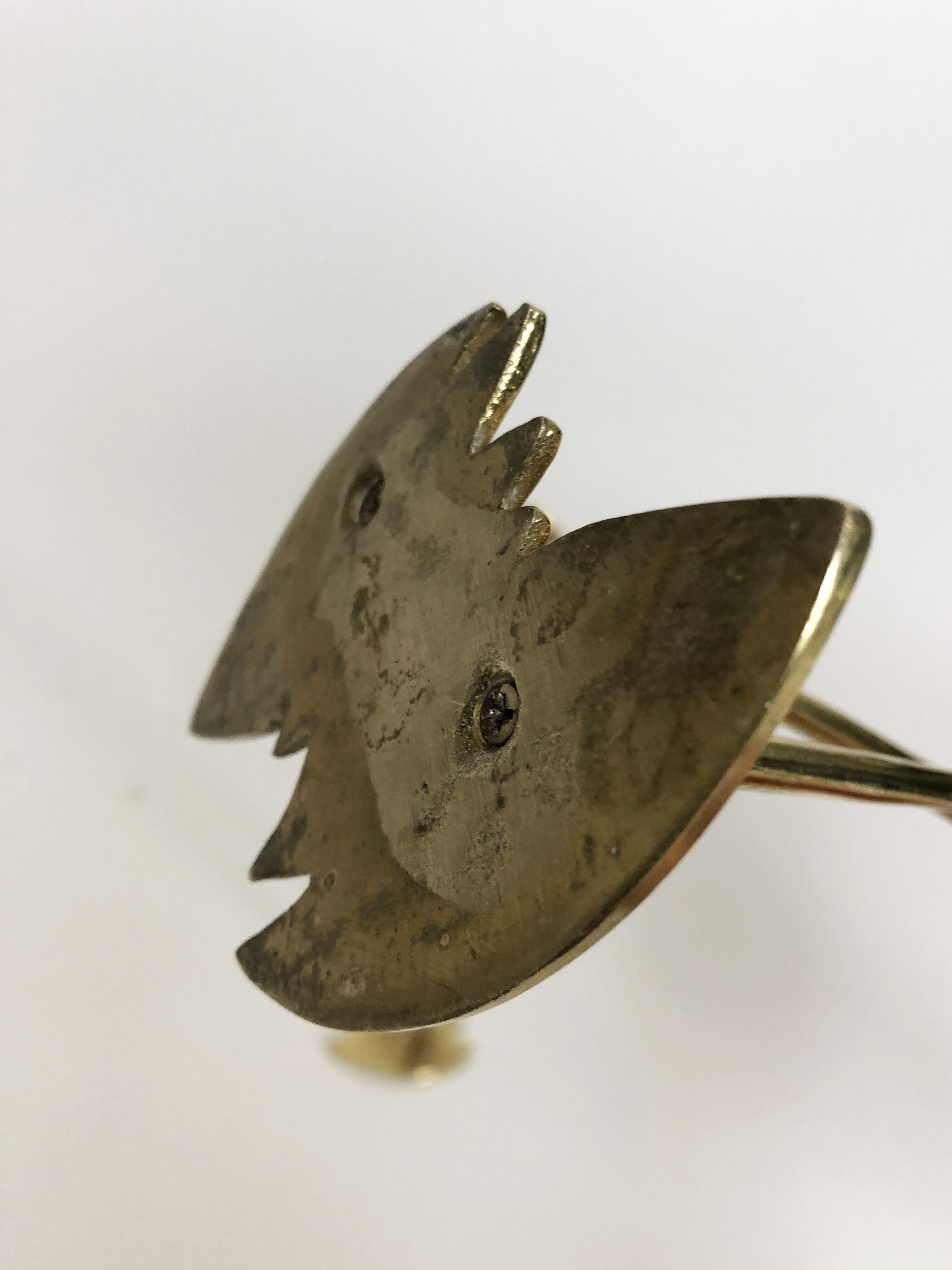 Pair of cranes or Hollywood regency herons in golden brass from the 70