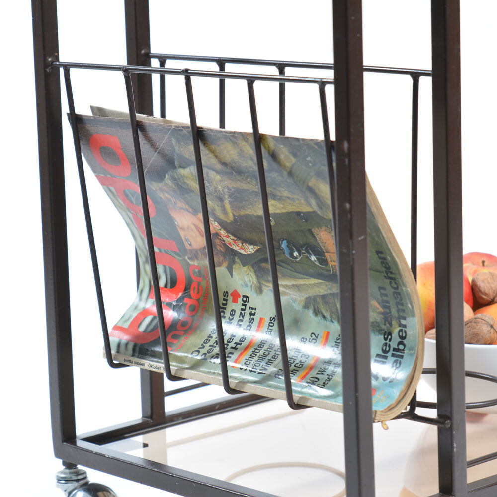 Serving Trolley In Metal And Smoked Glass, Czechoslovakia 1970s