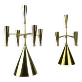Pair of Polished Brass Candelabras by Gunnar Ander for Ystad-Metall, Sweden, 1960s