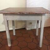 White rectangular and wood table