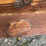4 art deco dining chairs in solid wood and burgundy leather