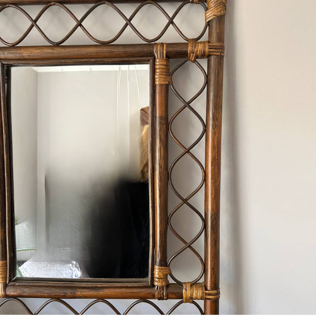 Miroir rotin 70's