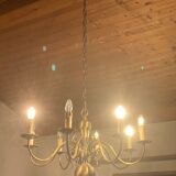 Dutch chandelier eight branch three solid bronze sconces