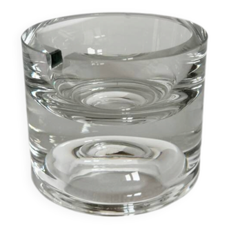 Vintage Modernist Heavy Round Clear Glass Ashtray