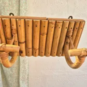 Patère double vintage rotin