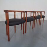 Teak & Leather Model 195 Dining Chairs by Ole Gjerløv-Knudsen & Torben Lind for France & Søn, Denmark, 1960s, Set of 4