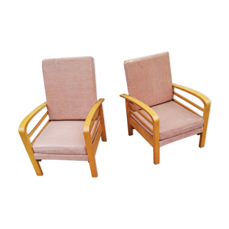 Pair of armchairs year 50 adjustable back