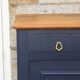 Antique solid wood sideboard – Deep blue & wooden top