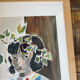 Femme aux feuilles, aquarelle sur papier, signée Ventil