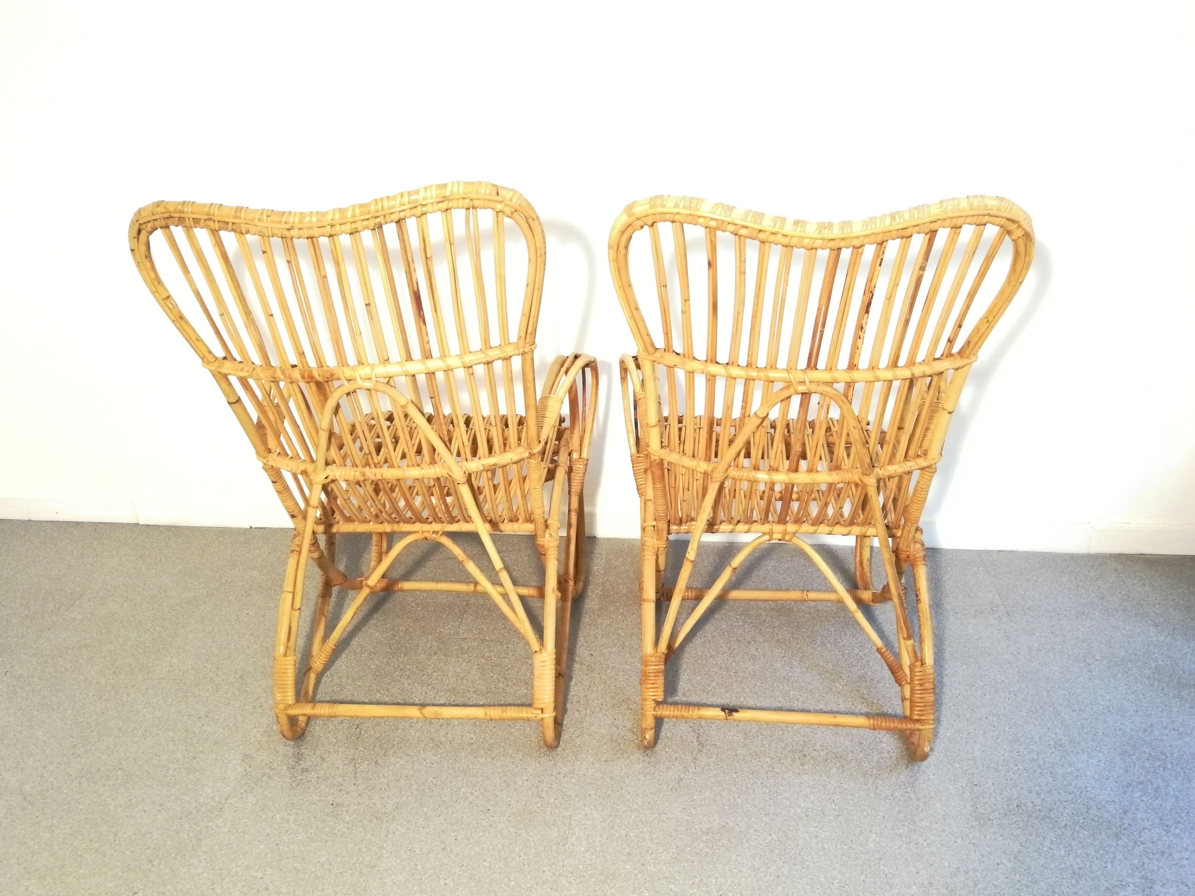 Paire de fauteuils en rotin Rohé Noordwolde