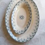 Oval dish and delight earthenware blue iron earth model Boulogne crockery nineteenth century