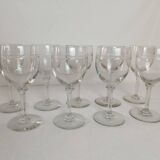 Set of 11 antique engraved crystal liqueur glasses.