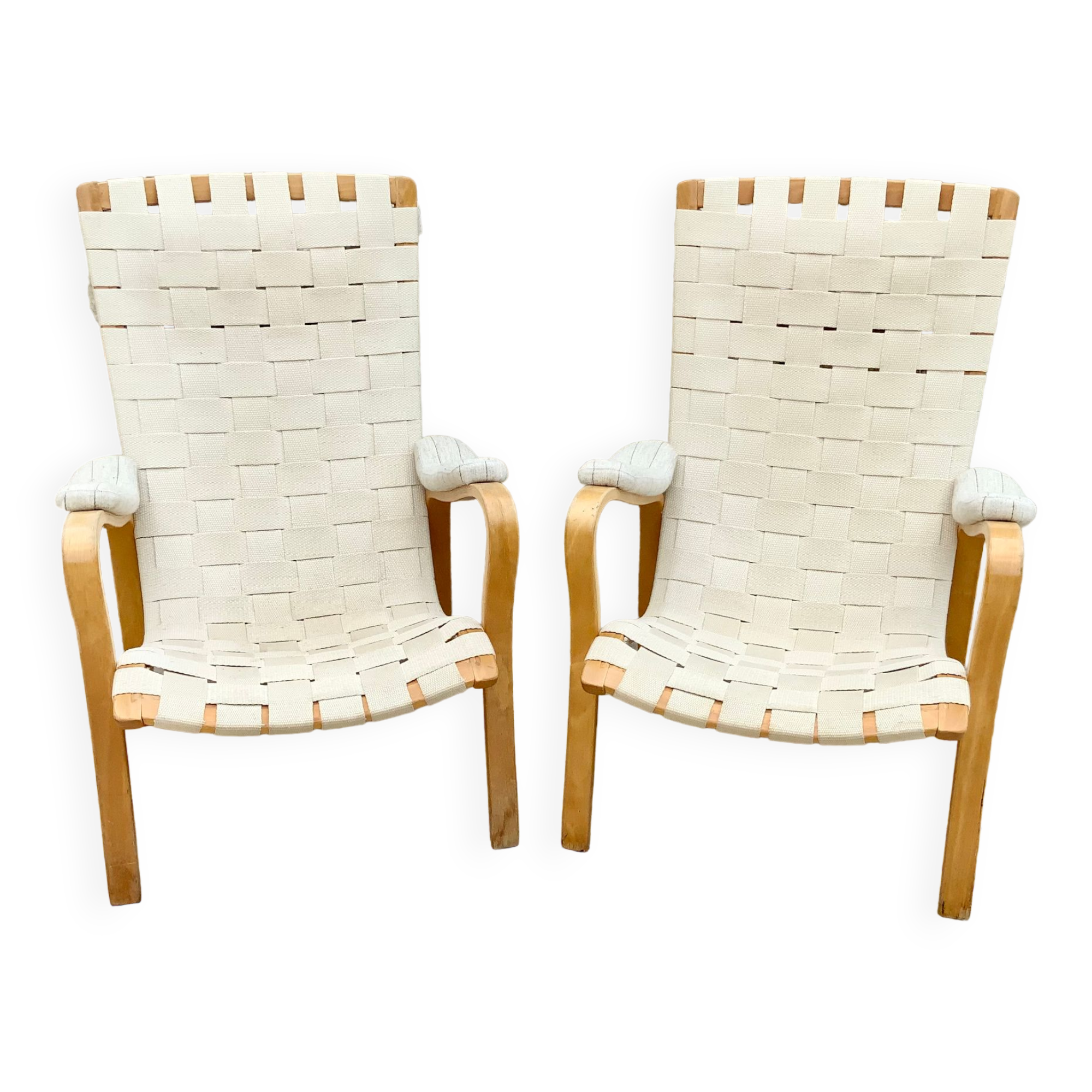 Pair of Scandinavian design armchairs 1960s/70s by Bruno Mathsson "
