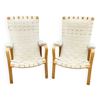 Pair of Scandinavian design armchairs 1960s/70s by Bruno Mathsson "