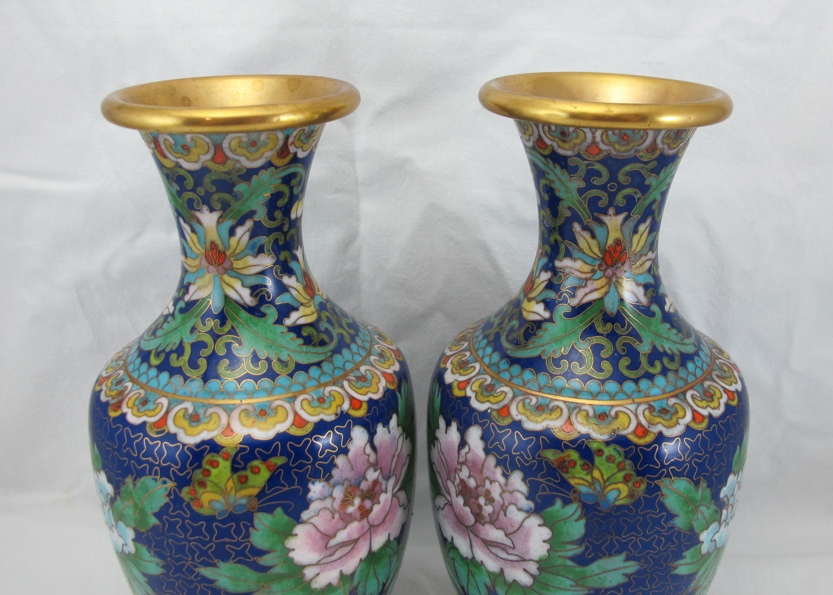 Paire de vases en bronze émail cloisonné chinois chine