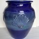 Large vintage vase in blue glazed ceramic