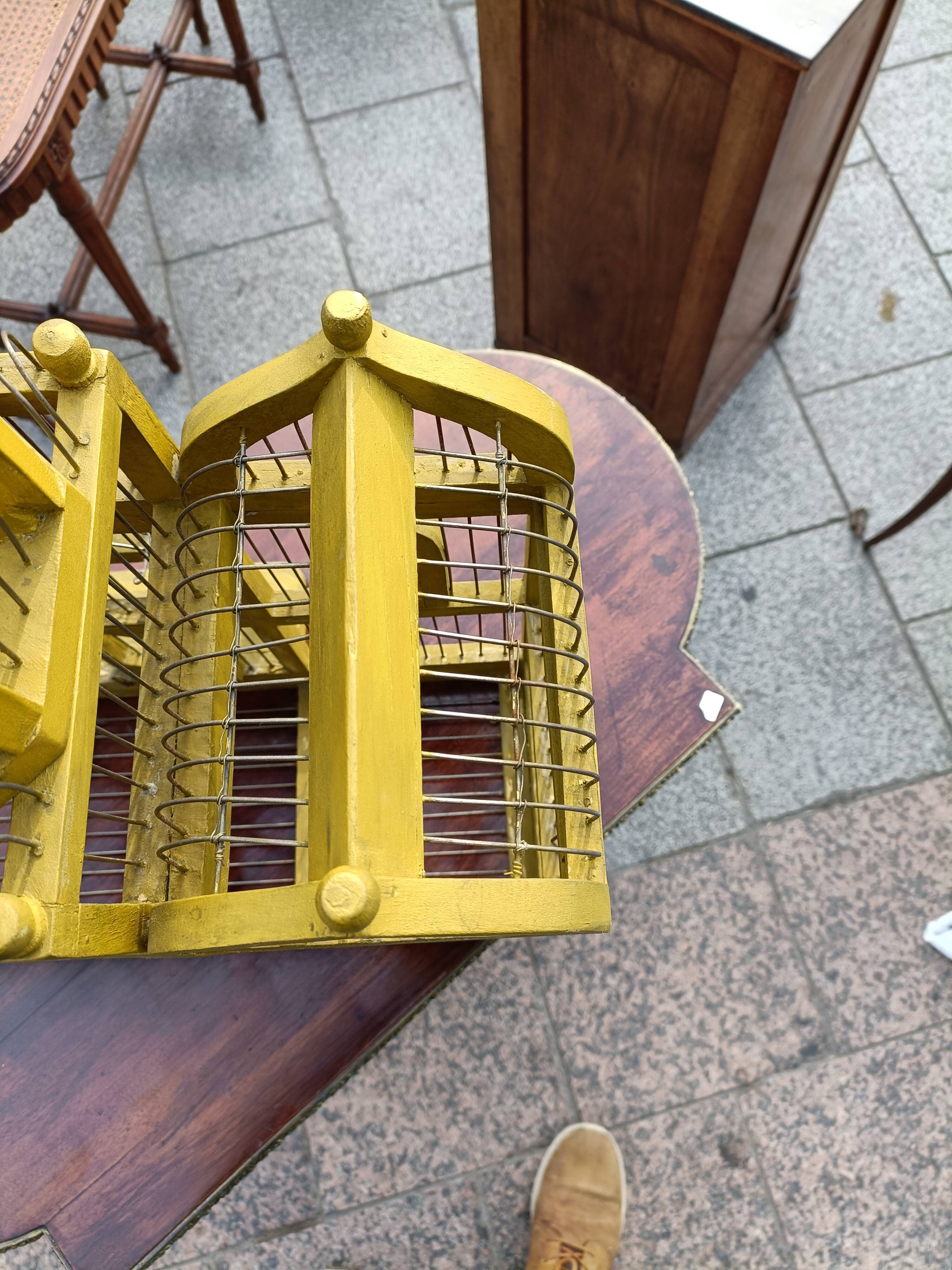 Vintage antique wood and metal bird cage