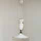 French Counter Balance Ceiling Light White Porcelain & Opaline Glass Shade