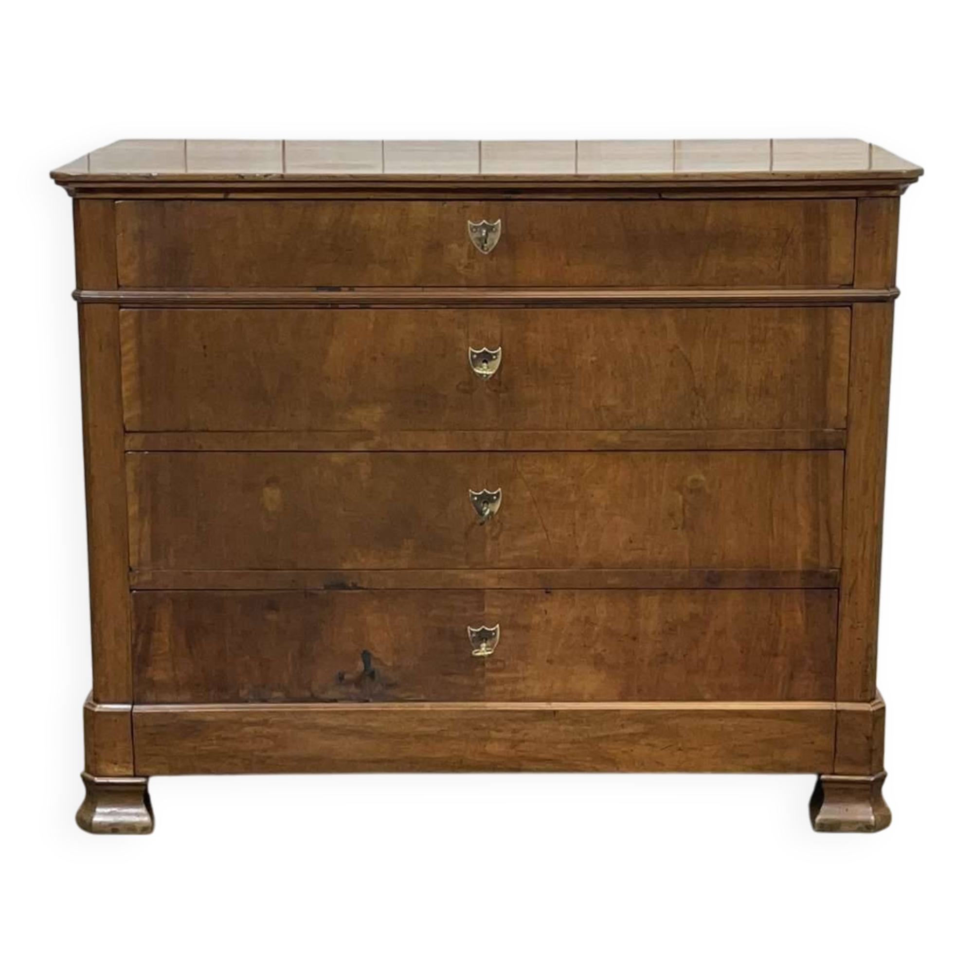 Commode Louis Philippe fin XIXème en noyer et sapin