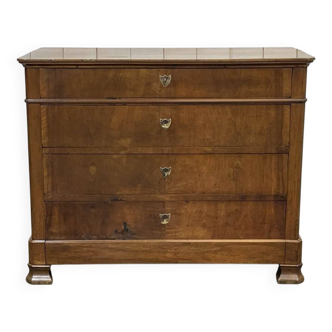 Commode Louis Philippe fin XIXème en noyer et sapin