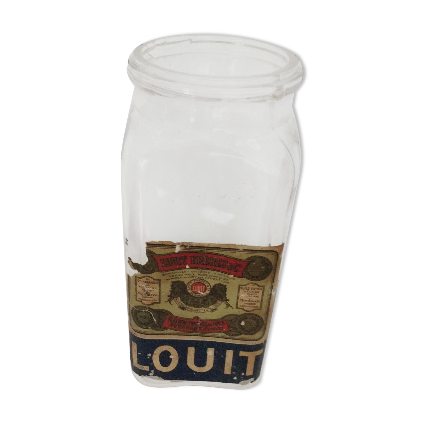 Old jar Louis Frères & Co Bordeaux 2 l. With label - blown glass