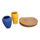Lot grès et céramique – 2 vases vintage & 4 assiettes en grès spiralé
